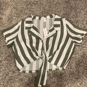 Cropped Button Up striped Blouse